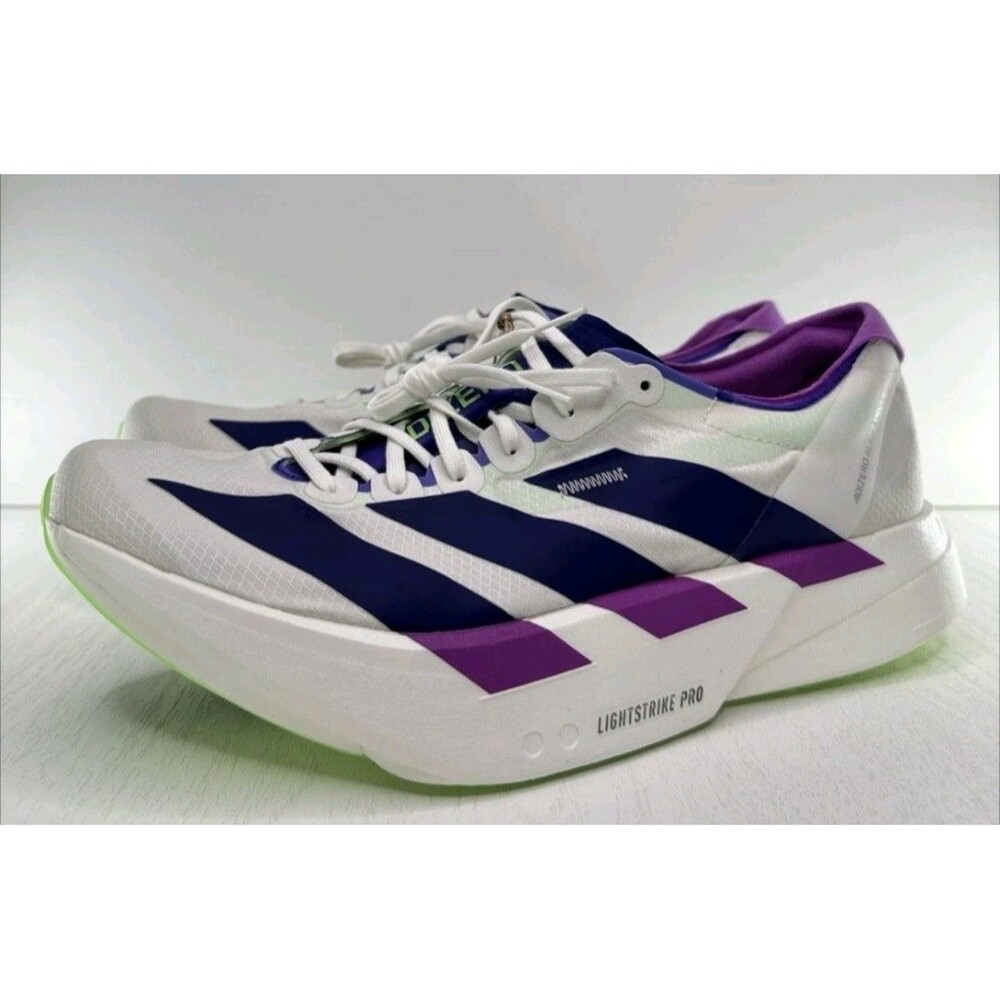 Adidas Adizero Adios Pro 4 White/Purple/Lime Running Shoes Men 10.5 JR1656 NWT